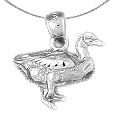 Sterling Silver 3D Duck Pendant (Rhodium or Yellow Gold-plated)