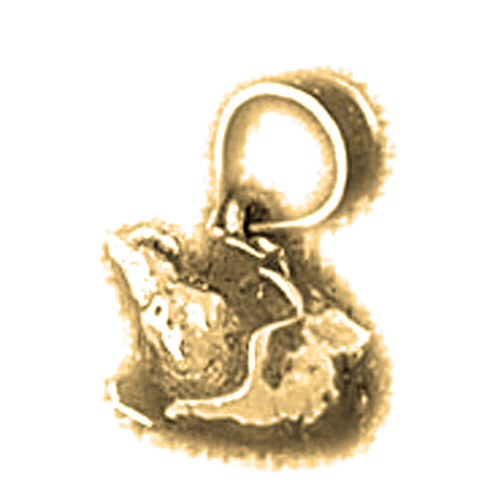 Yellow Gold-plated Silver 3D Duck Pendant