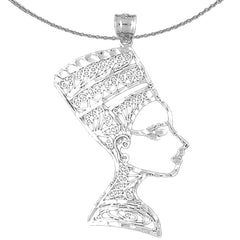 Sterling Silver Nefertiti Pendant (Rhodium or Yellow Gold-plated)