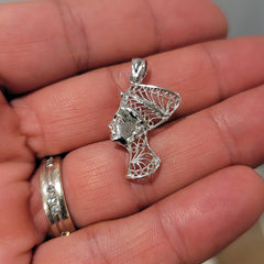 Sterling Silver Nefertiti Pendant (Rhodium or Yellow Gold-plated)