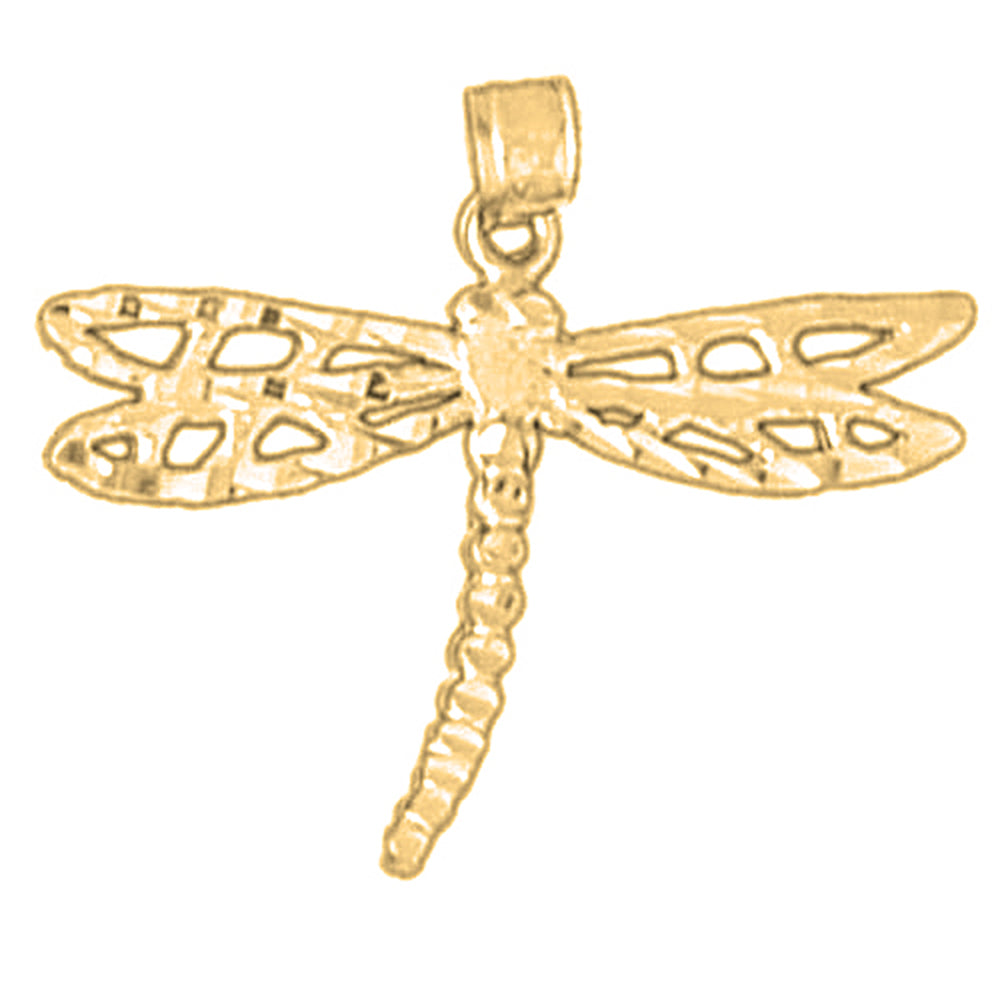 Yellow Gold-plated Silver Dragonfly Pendant