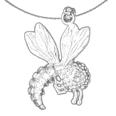 Sterling Silver Bee Pendant (Rhodium or Yellow Gold-plated)