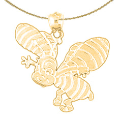Sterling Silver Bee Pendant (Rhodium or Yellow Gold-plated)