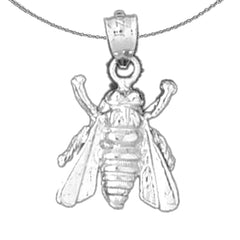 Sterling Silver Bee Pendant (Rhodium or Yellow Gold-plated)