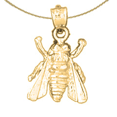 Sterling Silver Bee Pendant (Rhodium or Yellow Gold-plated)