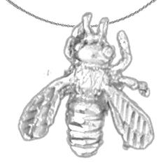 Sterling Silver Bee Pendant (Rhodium or Yellow Gold-plated)