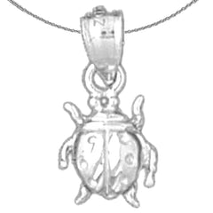 Sterling Silver Ladybug Pendant (Rhodium or Yellow Gold-plated)