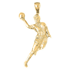 Yellow Gold-plated Silver Basketball Player Pendant