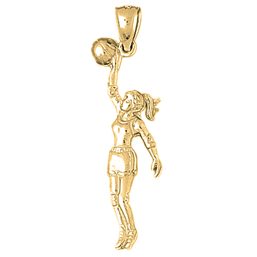 Yellow Gold-plated Silver Basketball Player Pendant