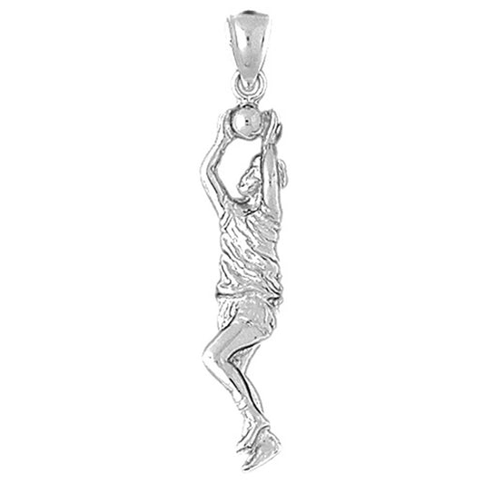 Sterling Silver Basketball Player Pendant