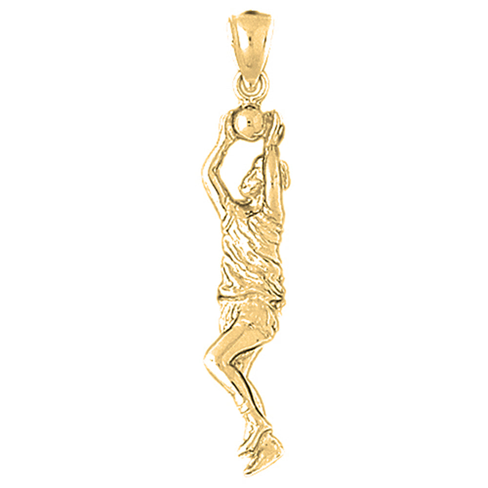 Yellow Gold-plated Silver Basketball Player Pendant