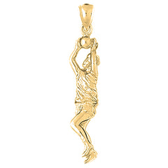 Yellow Gold-plated Silver Basketball Player Pendant