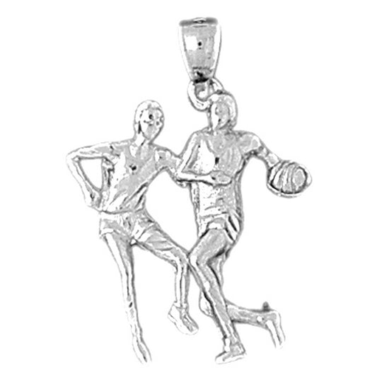 Sterling Silver Basketball Player Pendant