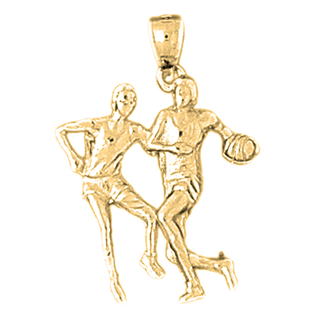 Yellow Gold-plated Silver Basketball Player Pendant