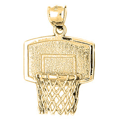 Yellow Gold-plated Silver Basketball Basket Pendant