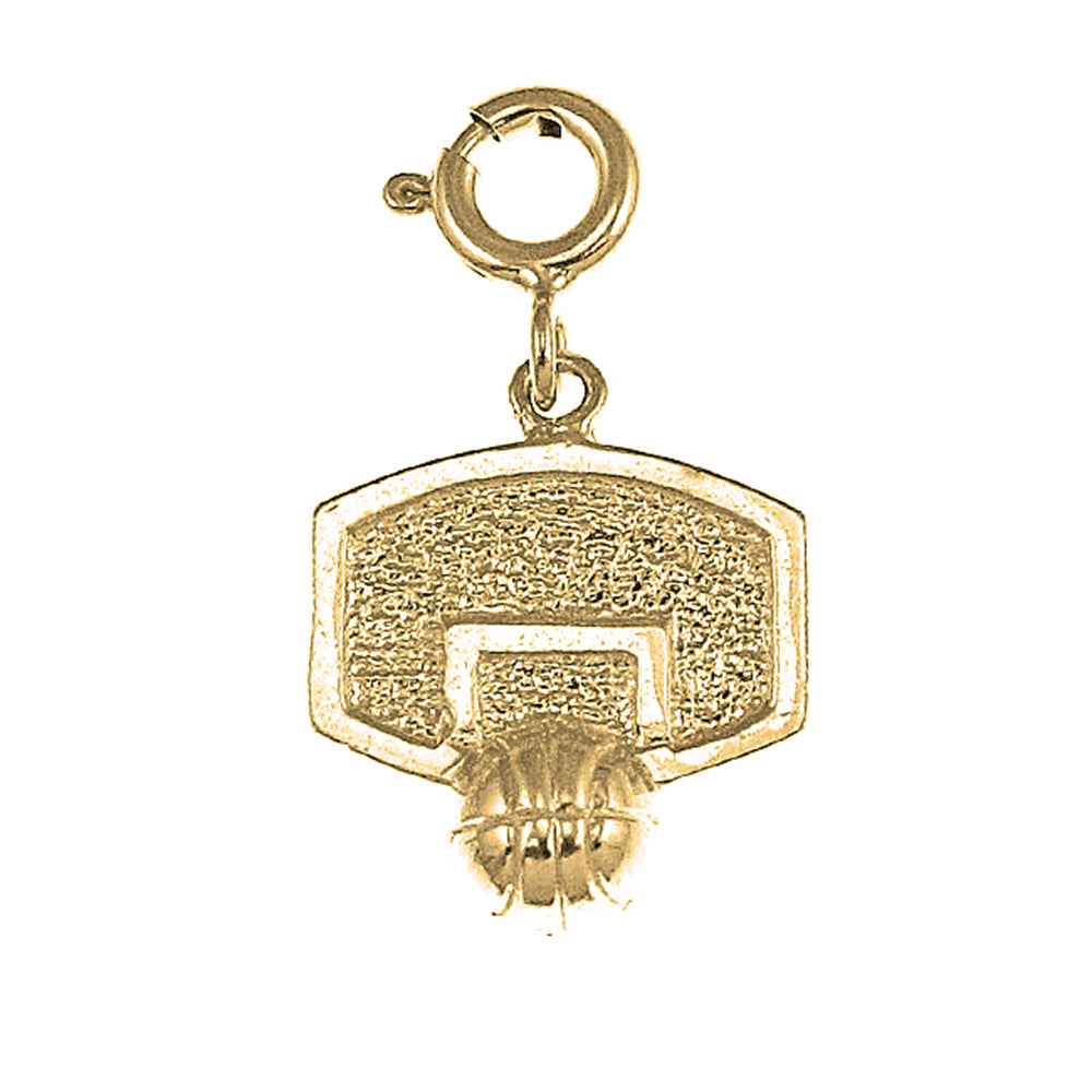 Yellow Gold-plated Silver Basketball Basket Pendant