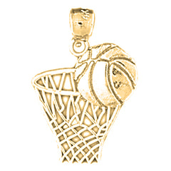 Yellow Gold-plated Silver Basketball Basket Pendant
