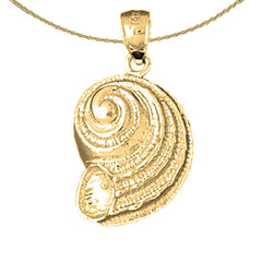Sterling Silver Nautilis Shell Pendant (Rhodium or Yellow Gold-plated)