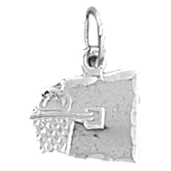 Sterling Silver Basketball Basket Pendant