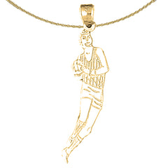 Basketballspieler-Anhänger aus Sterlingsilber (rhodiniert oder gelbvergoldet)