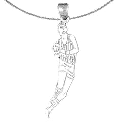 Basketballspieler-Anhänger aus Sterlingsilber (rhodiniert oder gelbvergoldet)