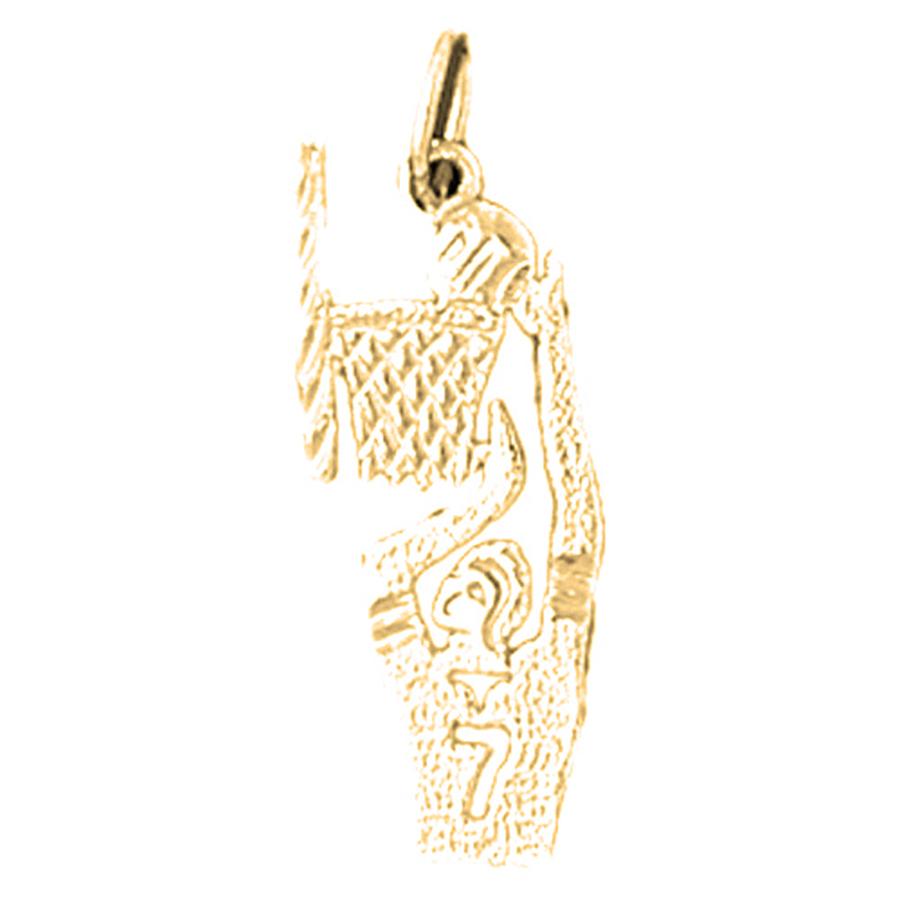Yellow Gold-plated Silver Basketball Player Pendant