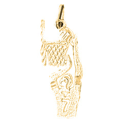 Yellow Gold-plated Silver Basketball Player Pendant