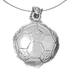 3D-Fußballanhänger aus Sterlingsilber (rhodiniert oder gelbgoldbeschichtet)