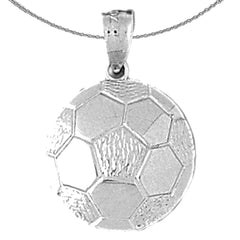 Sterling Silver Soccer Ball Pendant (Rhodium or Yellow Gold-plated)