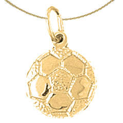 Sterling Silver Soccer Ball Pendant (Rhodium or Yellow Gold-plated)