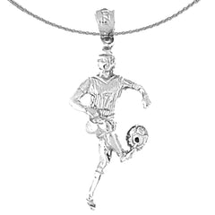 Sterling Silver Soccer Player Pendant (Rhodium or Yellow Gold-plated)