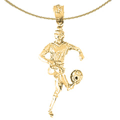 Sterling Silver Soccer Player Pendant (Rhodium or Yellow Gold-plated)