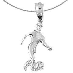 Sterling Silver Soccer Player Pendant (Rhodium or Yellow Gold-plated)