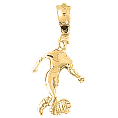 Yellow Gold-plated Silver Soccer Player Pendant