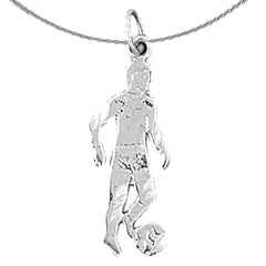 Sterling Silver Soccer Player Pendant (Rhodium or Yellow Gold-plated)