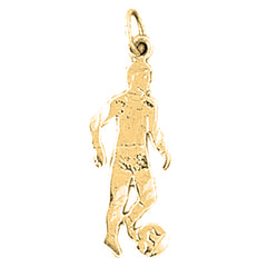 Yellow Gold-plated Silver Soccer Player Pendant