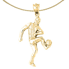 Sterling Silver Soccer Player Pendant (Rhodium or Yellow Gold-plated)