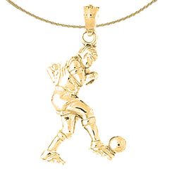 Sterling Silver Soccer Player Pendant (Rhodium or Yellow Gold-plated)