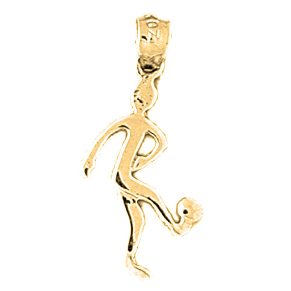Yellow Gold-plated Silver Soccer Player Pendant