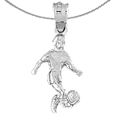 Sterling Silver Soccer Player Pendant (Rhodium or Yellow Gold-plated)