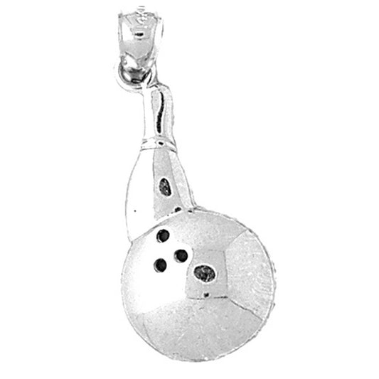 Sterling Silver Bowling Pin And Ball Pendant