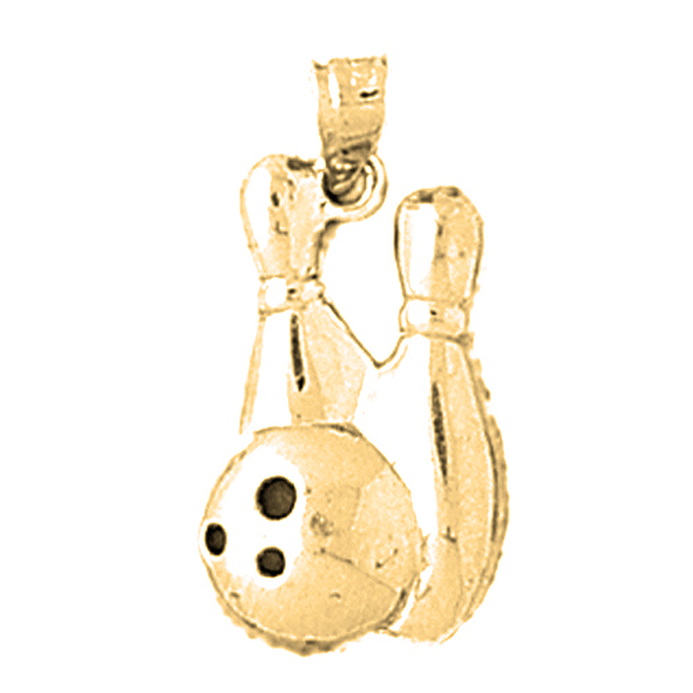 Yellow Gold-plated Silver Bowling Pin And Ball Pendant