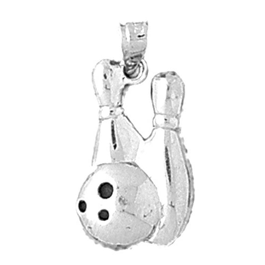 Sterling Silver Bowling Pin And Ball Pendant