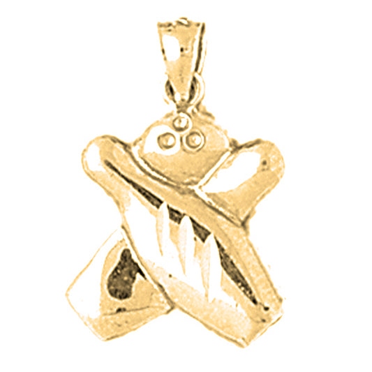 Yellow Gold-plated Silver Bowling Pin And Ball Pendant