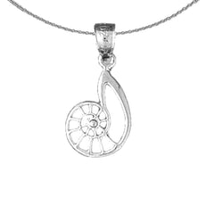 Sterling Silver Nautilis Shell Pendant (Rhodium or Yellow Gold-plated)