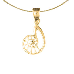 Sterling Silver Nautilis Shell Pendant (Rhodium or Yellow Gold-plated)