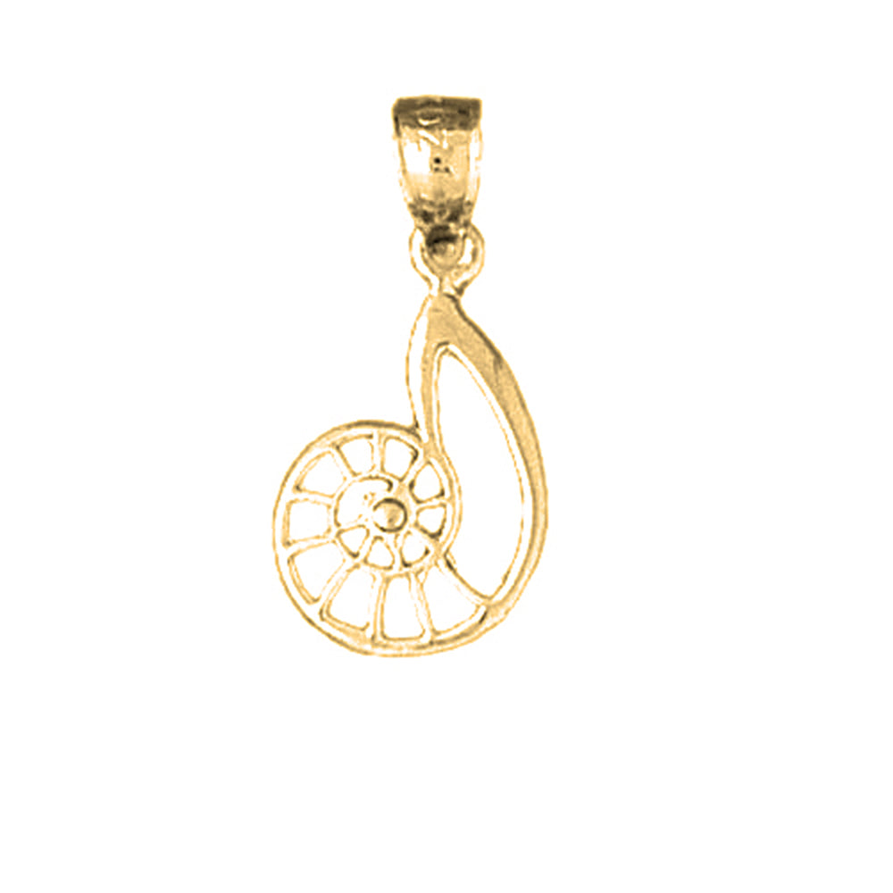 Yellow Gold-plated Silver Nautilis Shell Pendant