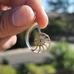 Sterling Silver Nautilis Shell Pendant (Rhodium or Yellow Gold-plated)