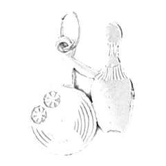 Sterling Silver Bowling Pin And Ball Pendant