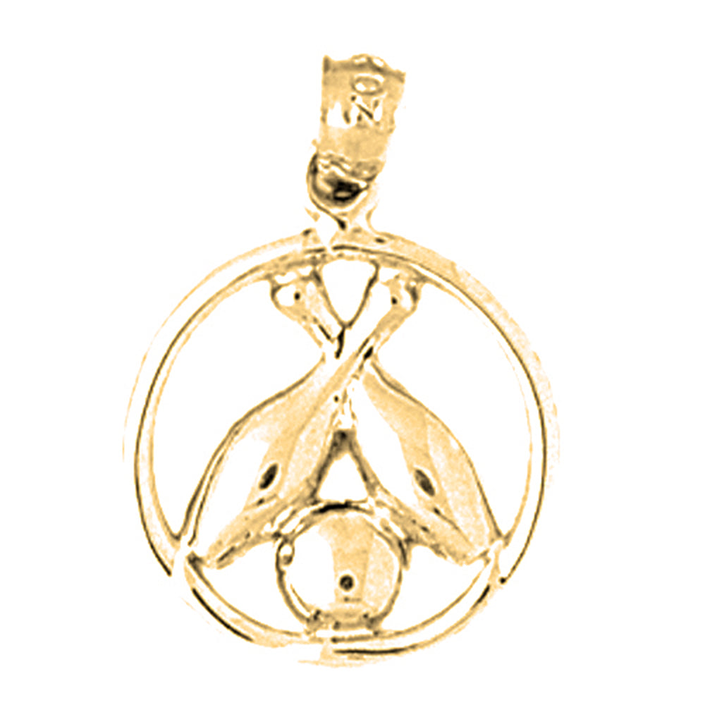 Yellow Gold-plated Silver Bowling Pin And Ball Pendant